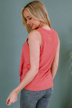 Twist Knot Waffle Knit Tank Top