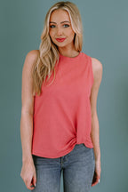 Twist Knot Waffle Knit Tank Top