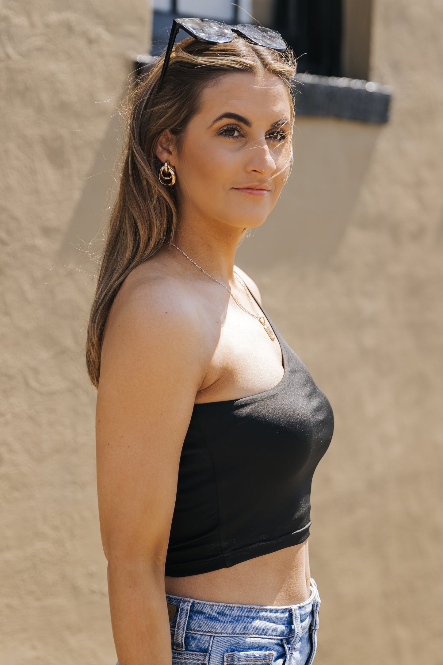 One Shoulder Sleeveless Crop Top