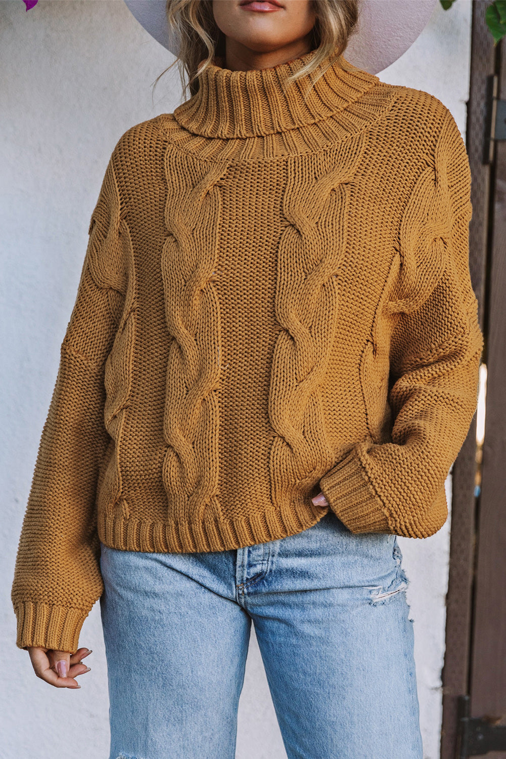 Cuddle Weather Cable Knit Handmade Turtleneck Sweater