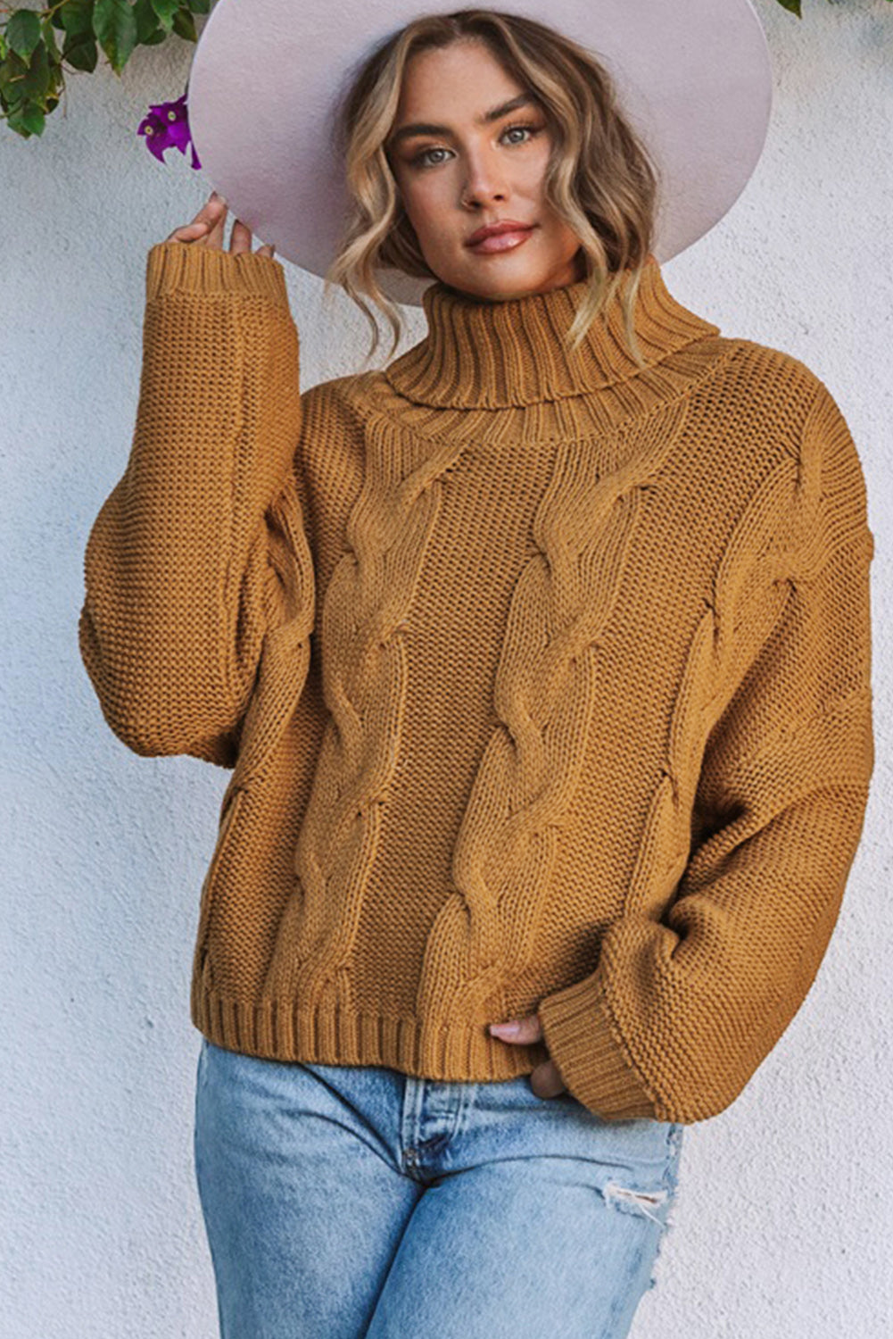 Cuddle Weather Cable Knit Handmade Turtleneck Sweater