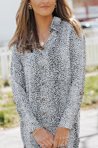 Long Sleeve Leopard Animal Print Shirt Dress