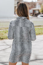 Long Sleeve Leopard Animal Print Shirt Dress