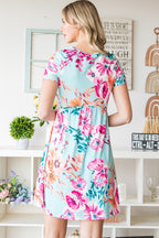 Short Sleeve High Waist Floral T-shirt Dress
