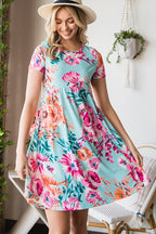 Short Sleeve High Waist Floral T-shirt Dress