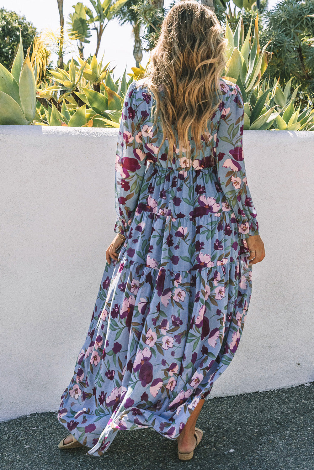 Wild Lotus Ruffle Tiered Maxi Dress