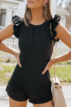 Ruffle Sleeves Solid Romper