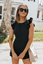 Ruffle Sleeves Solid Romper