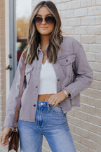 Distressed Flap Pockets Frayed Hemline Denim Jacket