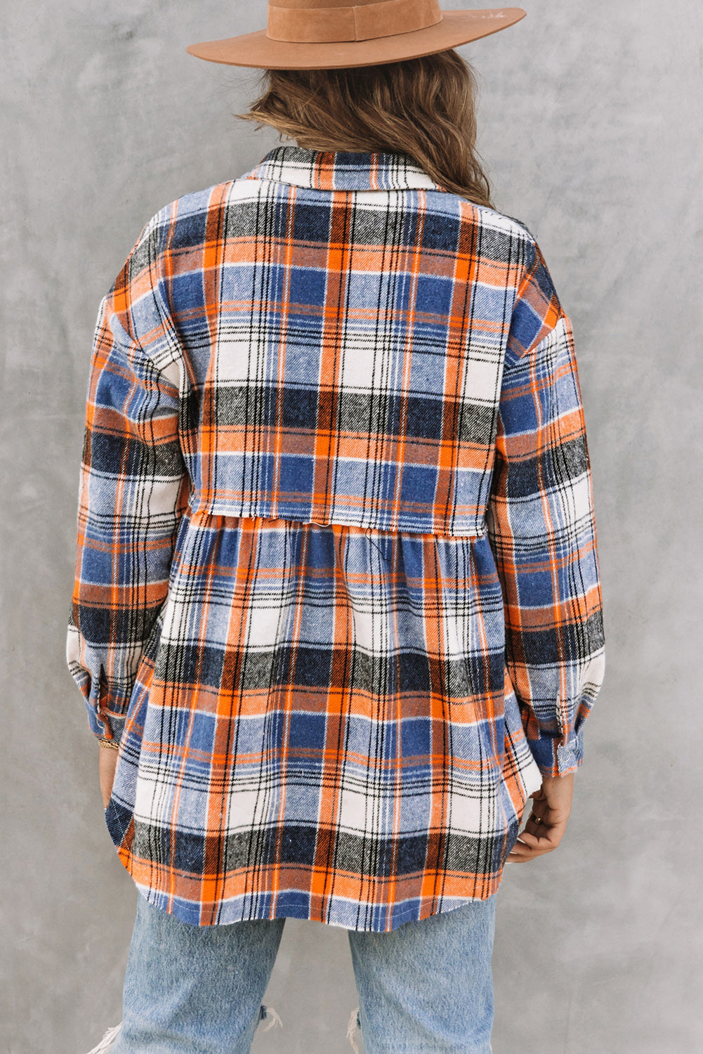 Multicolor Plaid Button Down Ruffled Shirt Jacket