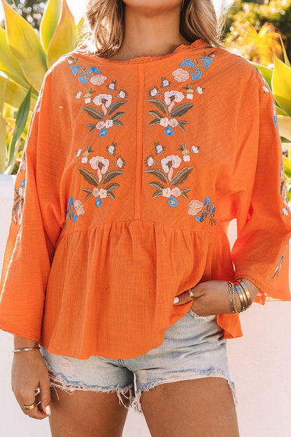 Kimono Sleeves Embroidered Top